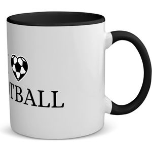 Akyol - i love football koffiemok - theemok - zwart - Voetbal - voetballers - sport - atleten - kado - cadeau - 350 ML inhoud