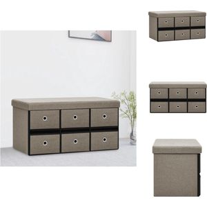 vidaXL Opbergbank Halbank - 76 x 38 x 38 cm - Kunstlinnen MDF - 6 Lades - Hocker