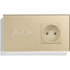 SmartinHuis - Dimmer + stopcontact - Penaarde - Goud - Kristalglas - 1 lamp