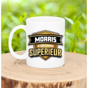 Bellatio Decorations Naam mok Morris - wit - Superieur - keramiek - 300 ml - collega beker - cadeau