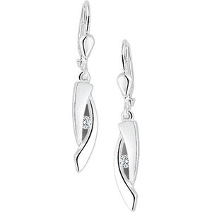 The Jewelry Collection Oorhangers Zirkonia Poli/mat - Zilver