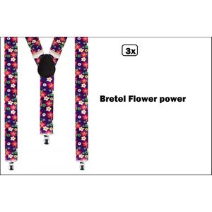 3x Bretel flower power hippie - Themafeest carnaval thema party hippie festival disco 70s and 80s