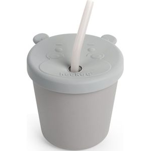 Haakaa Jolly Hippo Siliconen Sippy Cup | Drinkbeker | Snack beker | Grijs| Food Grade Siliconen