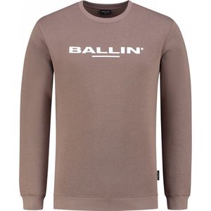 Ballin Amsterdam - Heren Slim fit Sweaters Crewneck LS - Taupe - Maat S