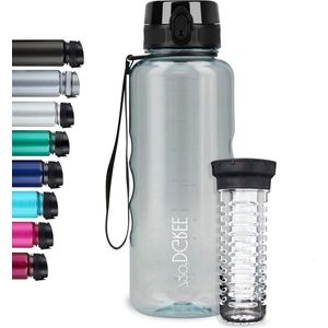 Waterfles 1.5 Liter ""uberBottle"" +Fruit-Infuser crystalClear - BPA-Free Lekvrij Herbruikbaar - Grote XL Drinkfles Sportfles voor Gym Fitness-Studio Camping Outdoor Travel - 720°DGREE