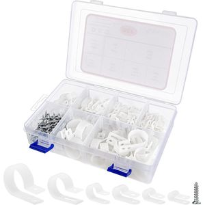 R-Type Kabel Klem Assortiment Set (271 Stuks) - Nylon - 6 Maten - Met Montage Schroeven - Elektrische Kabel Bevestigers - Kabel Organisatie - Doorvoer .