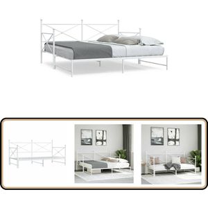 vidaXL Slaapbank met onderschuifbed zonder matras 100x200 cm staal wit