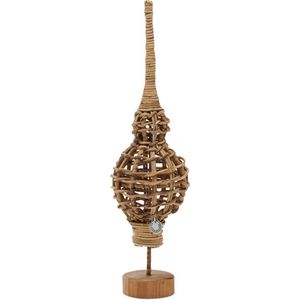 Riviera Maison RR Best Christmas Peak On Stand Kerstornament M - Piek op standaard - Rattan - 9cm x 31cm - Woondecoratie