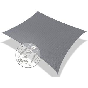 Zonnezeil driehoekig 3x5m grijs met bevestigingsset - Kit de Montage toevoegen Shade Sail