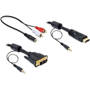 Delock - HDMI - DVI Beeldscherm Kabel - met audio - zwart - 5 meter