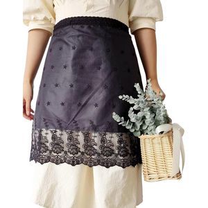 Kanten Halve Schort met Korte Taille Vintage Vrouwen Polyester Schort - Bloemenwinkel Restaurant Café Aardewerk Hotel