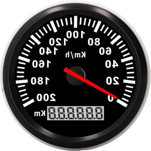 Snelheidsmeter Kilometerteller 85MM 0-200Km/h 0-999999Km IP67 Water- en Stofdicht met LCD-scherm en Rode Achtergrondverlichting voor Scheepsauto