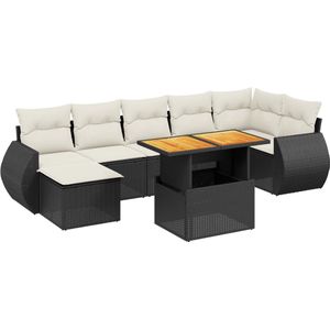 vidaXL Loungeset 8-delig - Poly Rattan - Zwart Tuinmeubles - Lounge Set - Outdoor Furniture - Pe Rattan - Modulair Design