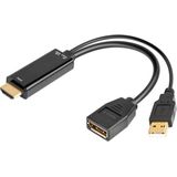 HDMI naar DisplayPort 1.2 - HDMI Displayport Kabel - USB Powered - 4K 60Hz - 0.15m - Zwart