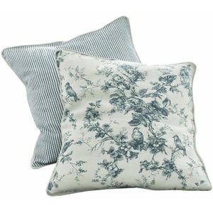LOBERON Kussen set van 2 Emilie blauw/crème