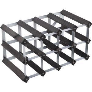 Traditional Wine Rack Co. - Wijnrek - 12 flessen - Verbrande eik - Hout - Metaal - 42x22.8x22.8cm