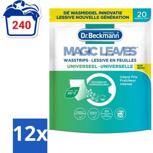 Dr. Beckmann - Magic Leaves Universeel - Wasstrips - Witte en Gekleurde Was - 20 Wasbeurten - Voordeelverpakking - 12 stuks