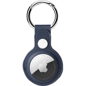 Premium Leren Hanger - Apple Airtag - Blauw - Sleutelhanger - Cover - Airtag Beschermhoesje