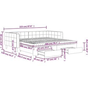 vidaXL Slaapbank met onderschuifbed en lades zwart Slaapbank - Zweefbank - Sofa Bed - Lounge Bank - Zitmeubilaar