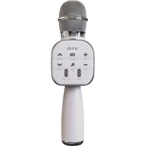 Moveteck Karaoke Microfoon Bluetooth | Karaoke set voor kinderen en volwassenen | Draaloze karaoke | Karaoke Set met Speaker en Stemvervormer - Wit