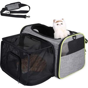 Opvouwbare honden- en kattendraagtas - Grijs - Schouderriem - Auto/Vliegtuig cat transport and care bag