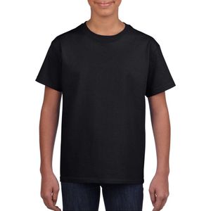 Zwart basic t-shirt met ronde hals voor kinderen unisex- katoen - 145 grams - zwarte shirts / kleding voor jongens en meisjes M (116-134)