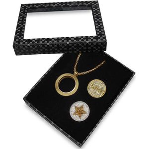 LOCKits Gift Set - 989900081 - Goudkleurig Edelstalen Hanger met Ketting - Love Munt & Gele Ster - Zilverkleurig