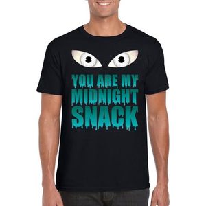 Halloween Halloween zombie t-shirt zwart heren met enge ogen - You are my midnight snack XL