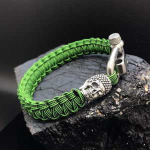 Paracord Armband met 925 Zilveren 3D Skull / Buddha Bedel (Spacer) van 12 gram Zilver, Stainless Steel (RVS) slot verstelbaar in 3 maten .