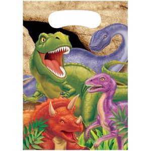 16x stuks Dinosaurus thema uitdeelzakjes/feestzakjes - Kinderfeestje/kinder verjaardag Dino