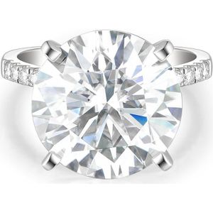 Finesse - 14k Witgouden Moissanite Verlovingsring met Zijstenen - 7 karaat.