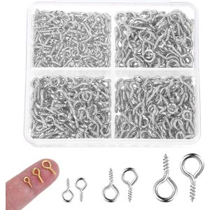600 stuks kleine schroefhaken roestvrij staal met houtschroefdraad (4/5/6 mm)