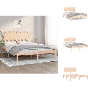 vidaXL Bedframe Grenenhout - Praktisch en Decoratief - 140x200 cm - Stevige Lattenbodem - Bed
