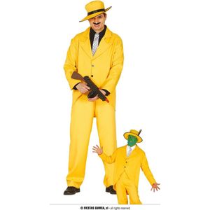 Guirca - The Mask Kostuum - Geinige Gele Gangster - Man - Geel - Maat 52-54 - Carnavalskleding - Verkleedkleding
