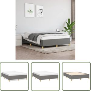 The Living Store Bedframe zonder matras stof donkergrijs 140x190 cm - Slaapkamer Meubels - Bed Frame - Donkere Kleuren - Houten Bed Frame - Textiel Bed Frame