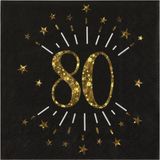 Santex Verjaardag feest servetten leeftijd - 10x7 - 80 jaar - goud - 33 x 33 cm