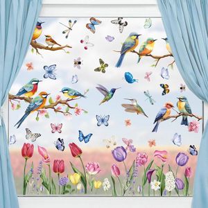 raamafbeeldingen,zelfklevend,vogel, vlinder,bloemen,raamstickers,decoratie,9 vellen