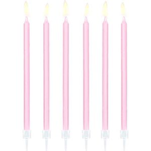 Partydeco - Verjaardagskaarsjes licht roze (12 stuks)