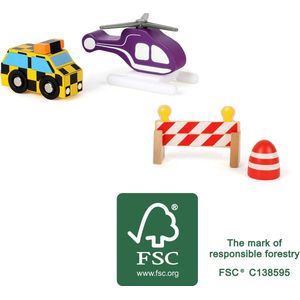 Vliegveld set voor treinbanen en autobanen - FSC - Houten speelgoed vanaf 1,5 jaar - houten speelgoed auto