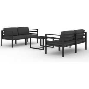 vidaXL 5-delige aluminium loungeset antraciet Loungeset - Lounge Set - Aluminium Loungestoel - Buitendiner - Tuinlounge