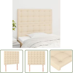 The Living Store Hoofdborden 2 st 80x5x78/88 cm stof crèmekleurig - Hoofd Bord - Hoofdkussen - Beddecoratie - Klassiek Design - Creme Kleur