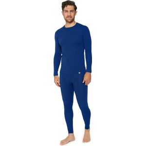 DANISH ENDURANCE Thermo Ondergoed set voor Heren, van Merino Wol - Ademend - Marineblauw- XXL