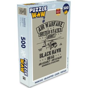 Puzzel Mancave - Helikopter - Leger - Vintage - Legpuzzel - Puzzel 500 stukjes