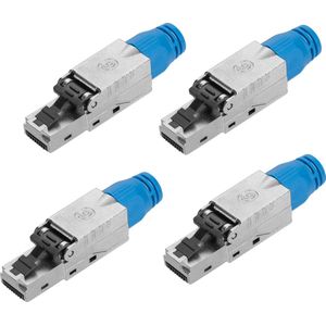 kwmobile 4x RJ45-stekker - Set van 4 Cat8 RJ45 netwerkstekkers - Voor het aansluiten van netwerkkabels - Afgeschermd - Gereedschapsloos