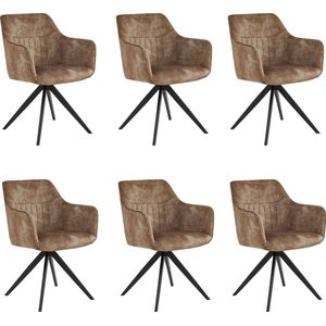 Colenis® - Yade Eetkamerstoel - Set Van 6 - Taupe - Adoré Velvet- Industrieel