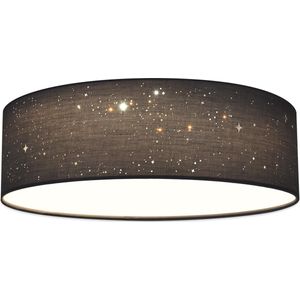 Navaris LED plafondlamp rond 22W Ø 40 cm - Stoffen plafonnière met warm wit licht en sterreneffect - Ronde LED lamp - Donkergrijs