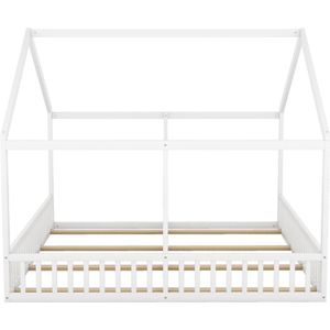Huisbed 90x200cm Eenpersoonsbed (zonder matras) Wit Flatbed 2-in-1 bedden