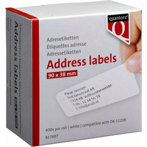 Label etiket quantore dk-11208 38mmx90mm adres wt | Rol a 400 stuk | 20 stuks