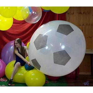 2 Cattex reuze ballonnen - Voetbal Print - Wit - 36 inch - 90 cm - grote ballonnen
