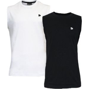 Donnay T-shirt zonder mouw - 2 Pack - Tanktop - Sportshirt - Heren - Maat XL - Wit & Zwart